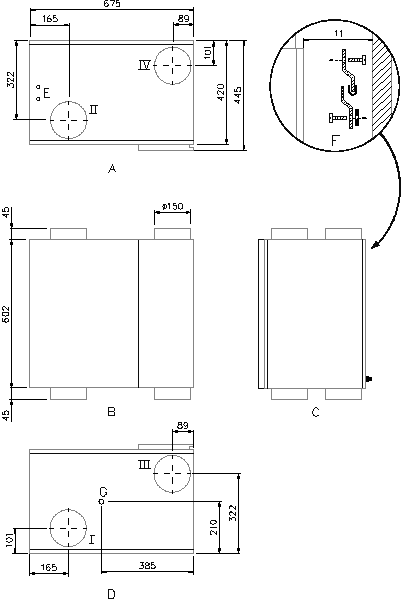 Ecovent HR CF 2-2 Lüftungssysteme
Geräte Variante mit 2 Anschlüße oben, 2 Anschlüße unten. Eine von 3 Varianten für verschiedene Einbausituationen.