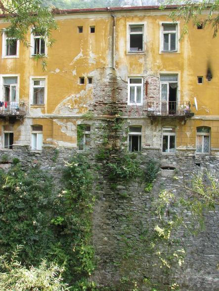 Water damage by cut downspout
You want to get rid of a cultural monument protected building? Maybe a cut downspout is the preferred method.